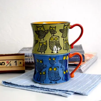 Zahraničného obchodu, Nordic štýl keramický hrnček šálku kávy retro sova osobnosti ručne maľované šálky raňajky pohár mlieka pohár LB030918