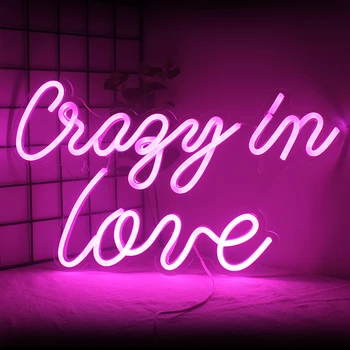 Wanxing Crazy in Love Neon LED Neon Prihláste sa Pre Spálňa Izba Dekor Wall Art Akryl Neónové Svetlo Svadobné Party Valentína Darček