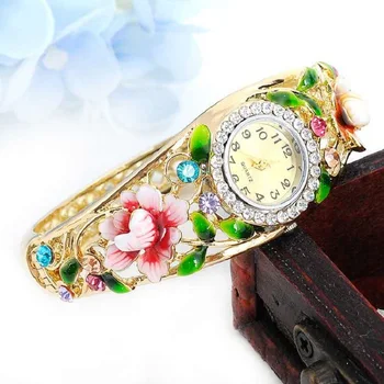 Nové kreatívne luxusné duté cloisonne zliatiny náramok hodiniek pamätné darček výroba, veľkoobchod