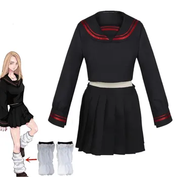 Anime Tokio Revengers Shiba Yuzuha Námorník Školskú Uniformu Dievčatá Sukne Vyhovovali Cosplay Kostým Ženy Šaty Black