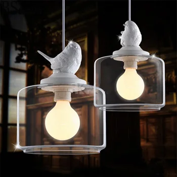 Moderné Záhradné Led sklenený Prívesok Svetlá Živice Vták Prívesok Lampy HangLamp pendentes para sala de jantar priemyselné osvetlenie