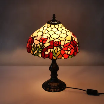 Stredomorská Dekor Turecký Mozaiky Žiarivky E27 Farebné Sklenené Tienidlo Spálňa Posteli Vintage Stolové Lampy Svietidlá