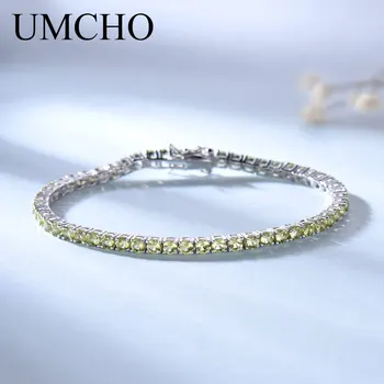 UMCHO Vytvorené Nano Peridot Drahokam Šperky Pevné Reálne 925 Sterling Silver Náramky & Prívesky Pre Ženy Romantické Narodeninám